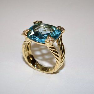 David Yurman 18kt yellow gold topaz diamond ring